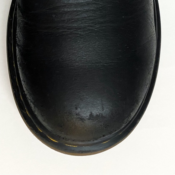 DR. MARTENS JUNIOR 2976 BLACK SOFTY T LEATHER CHELSEA ANKLE BOOTS stretchy side - Picture 8 of 11